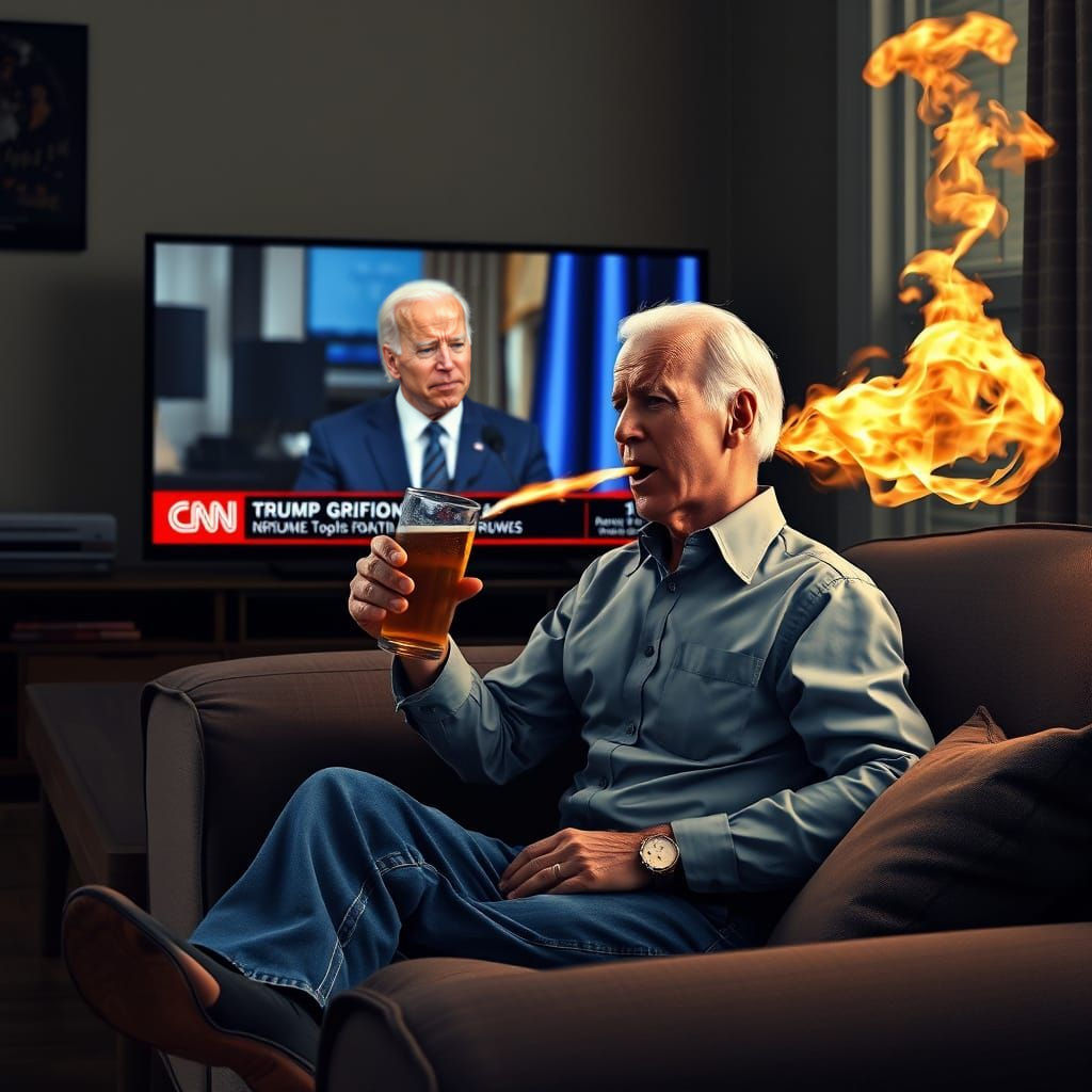 Biden Reacts to Trump on TV, 4K Image