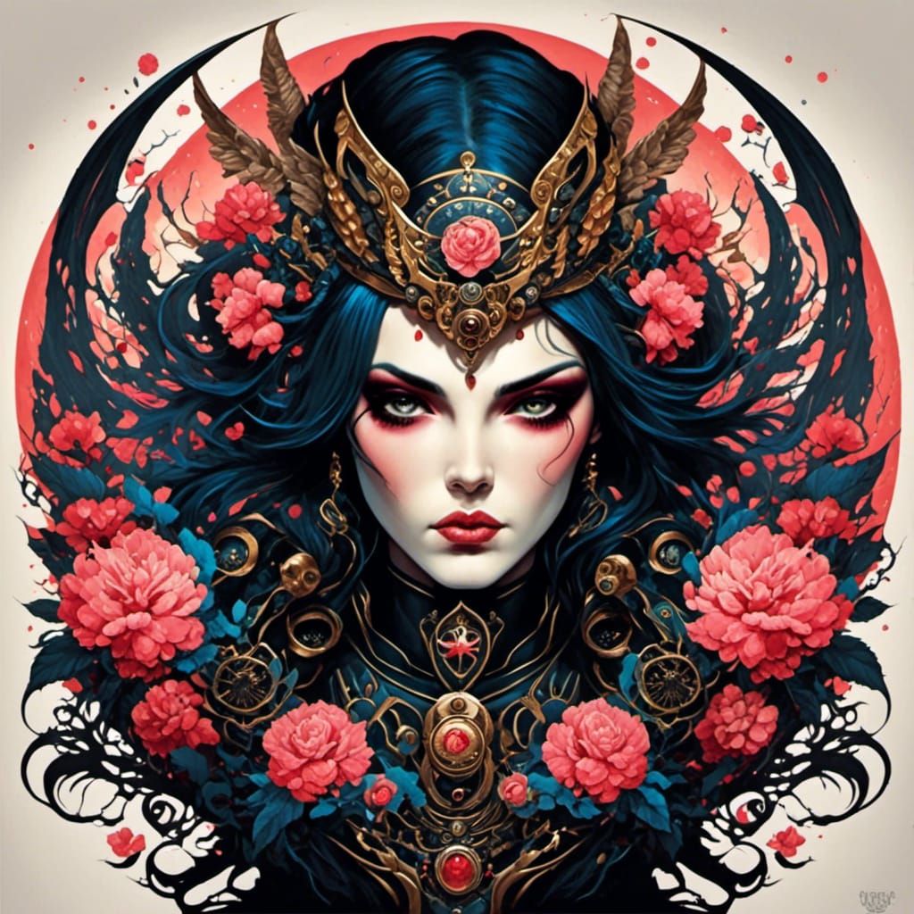 Gothic Anime Goddess: Cosmic Ethereal Warrior Art