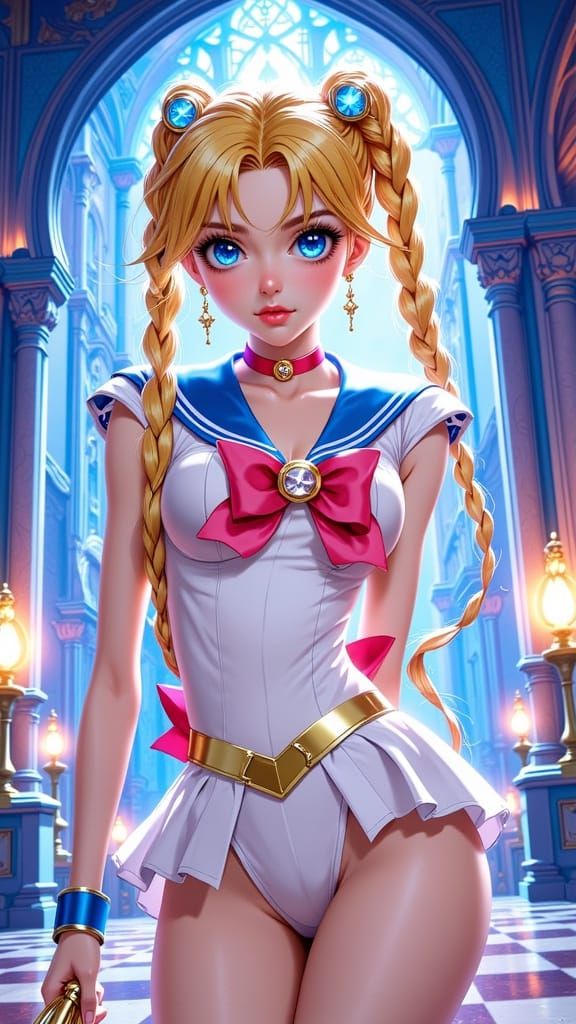 Sailor Moon in Classic Sailor Senshi Uniform with Vibrant Tw...