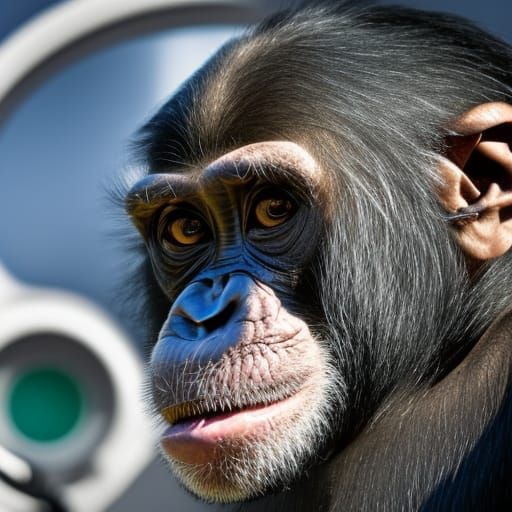 Chimpanzee Piloting an Airbus in Professional Photo