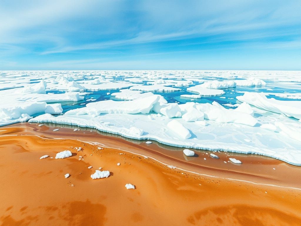 Frozen Ocean Meets Desert as Combined Painting and Drawing