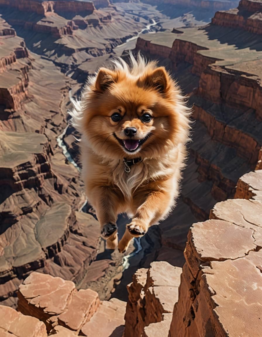 Pomeranian's Grand Canyon Leap