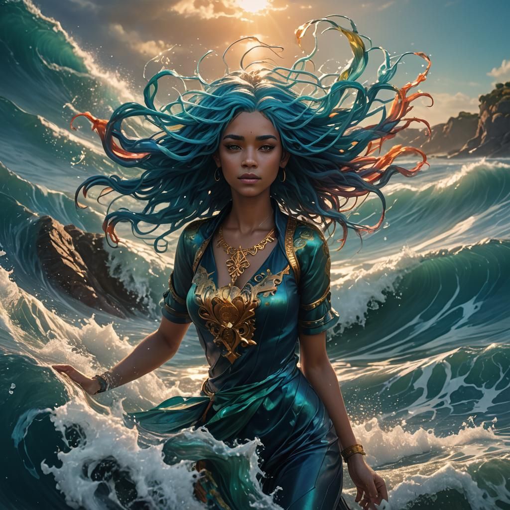 Ocean Girl: Fantasy Art in Turquoise and Coral