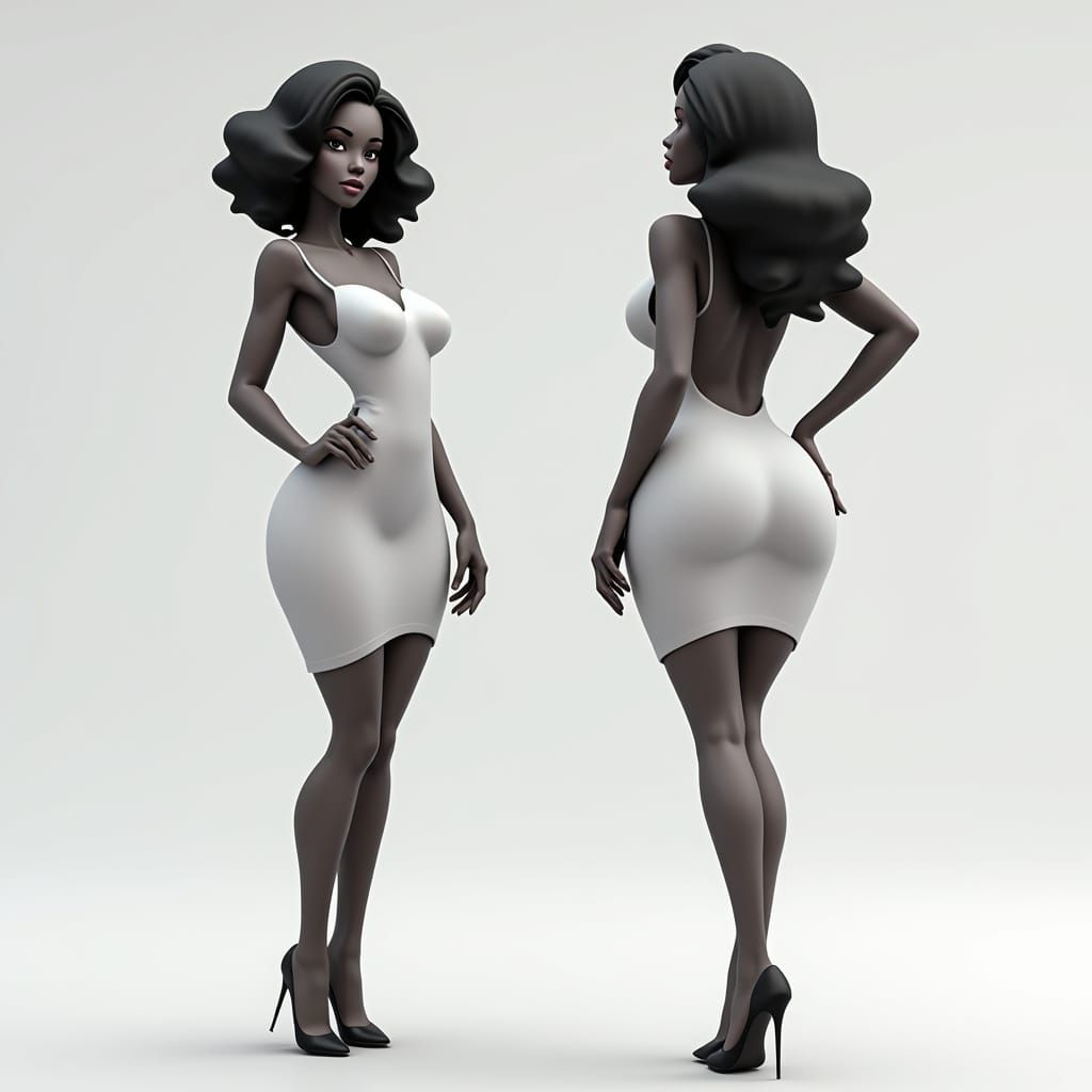 Monochrome Anime Woman Posing with Confidence