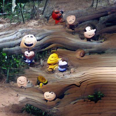 Peanuts Gang in a Disney-Style Forest
