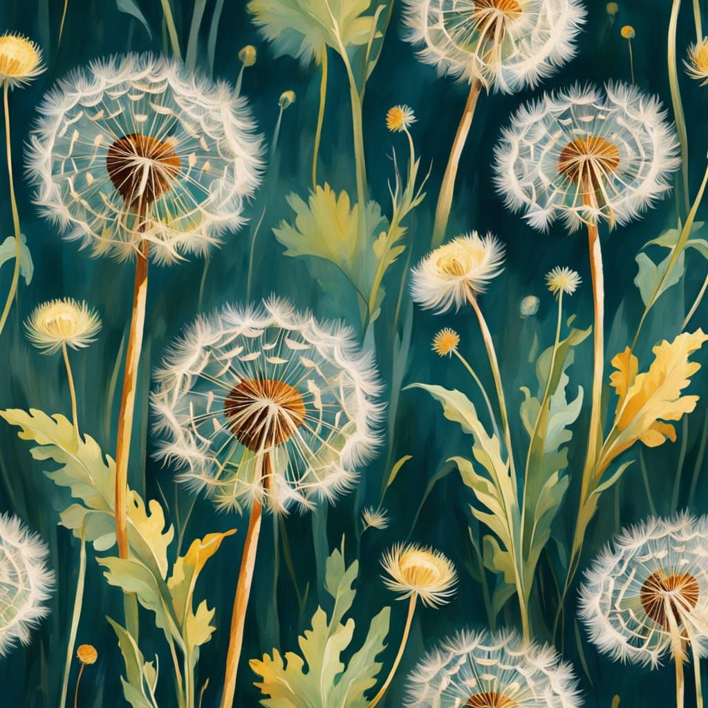 Dainty Dandelions Dance in Golden Evening Light