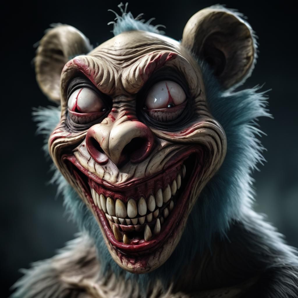Grinning Zombie Monkey Clown Bear Hybrid Creature