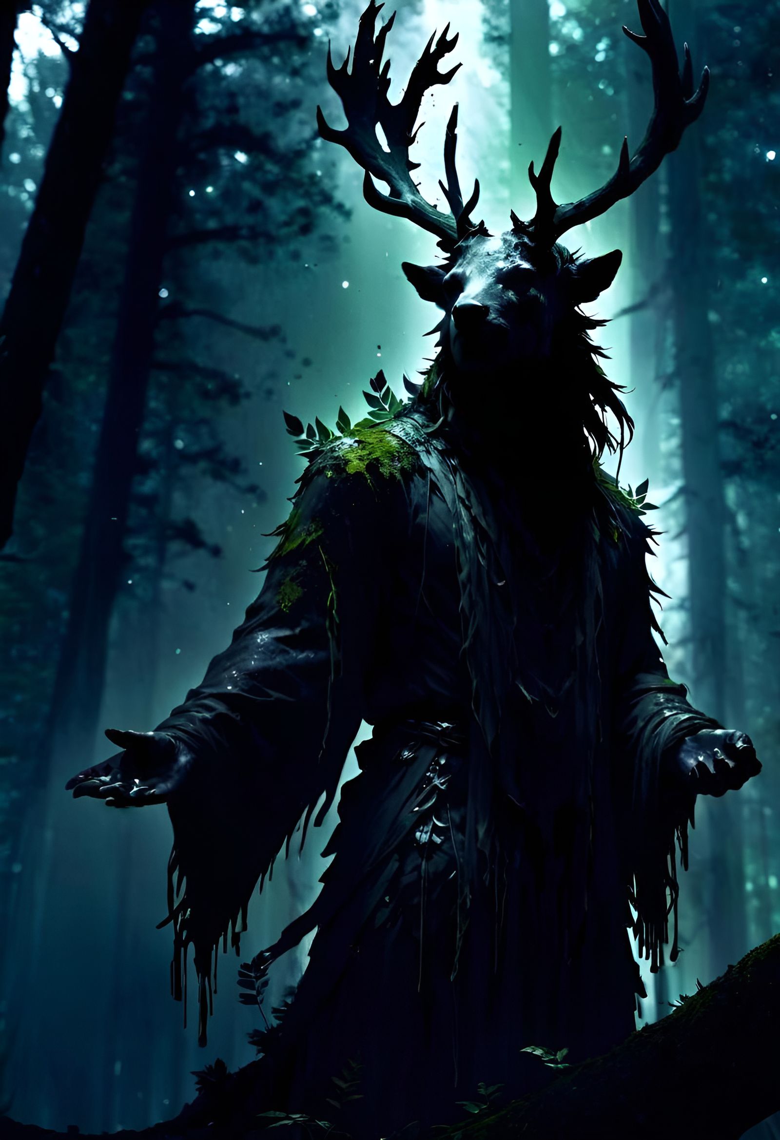 Forest Spirit in Ink Splatter Space