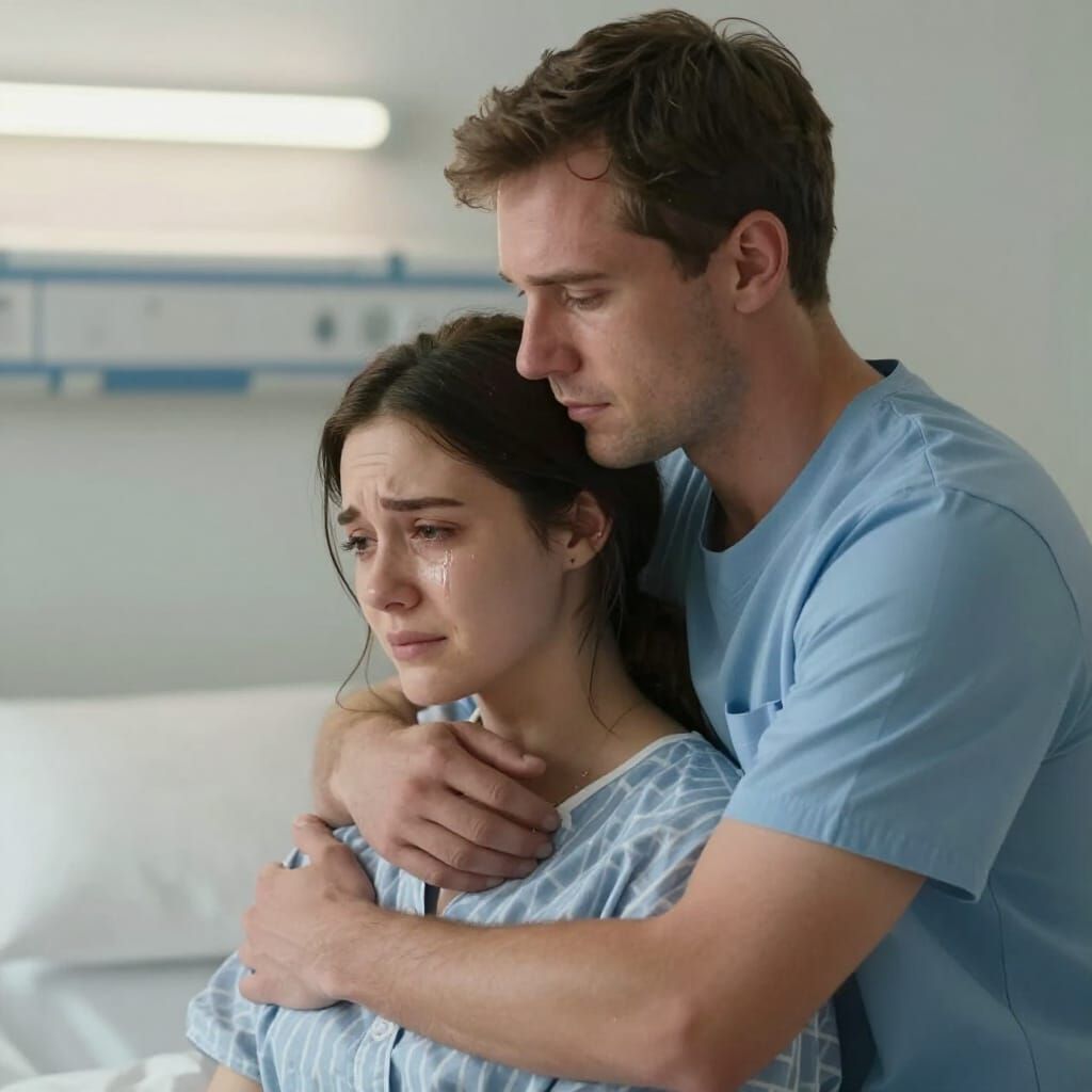Emotional Embrace in Serene Hospital Room