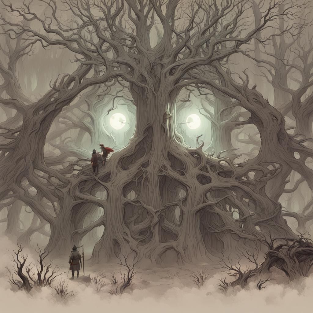 Monochromatic Forest Explorer in Art Deco Style