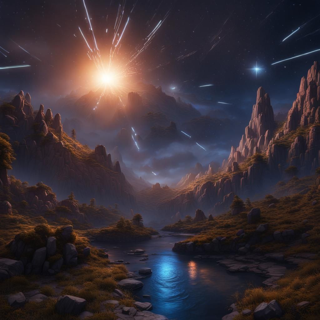Single Star Dominates Night Sky: Fantasy Concept Art