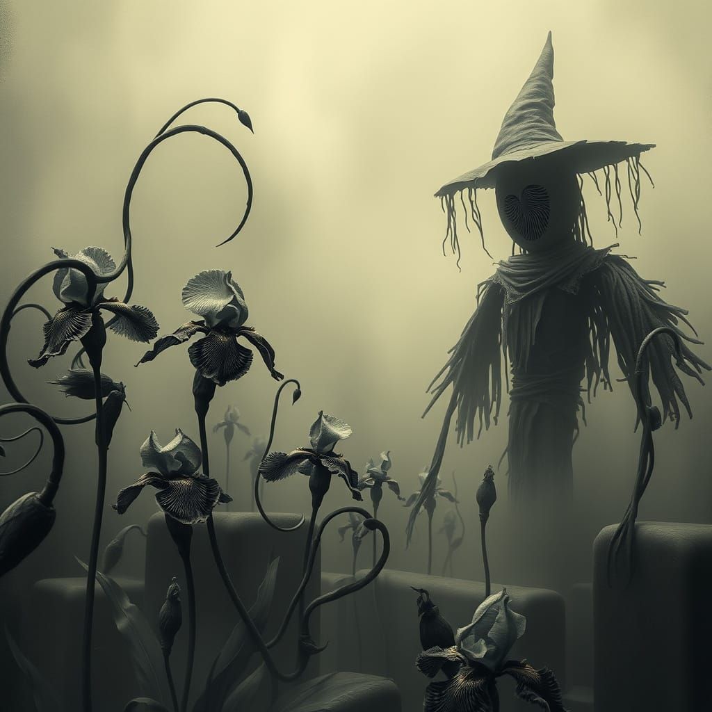 Surreal Horror: Human Iris Garden in Burnished Ink