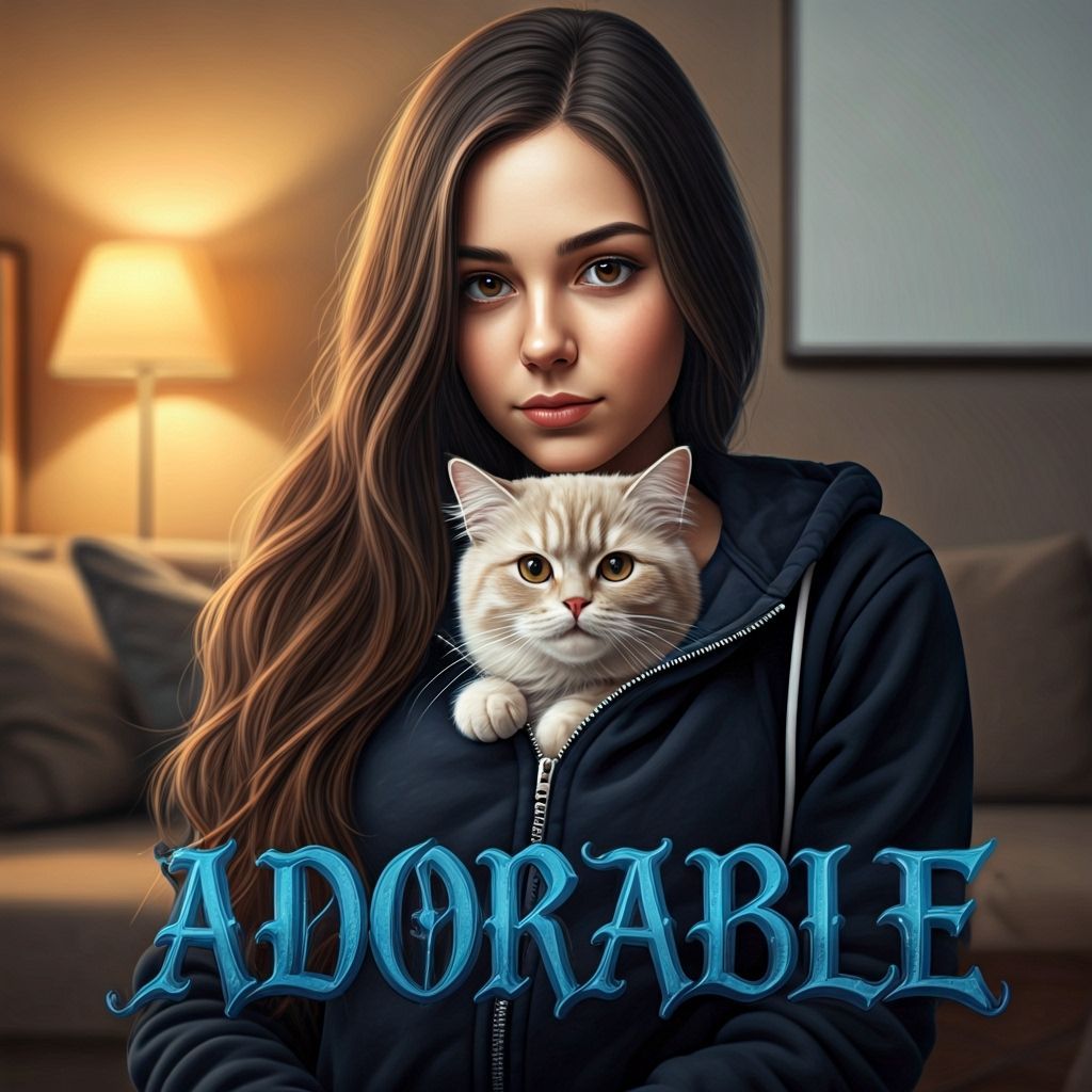 Adorable Gothic Text With Woman And Cat