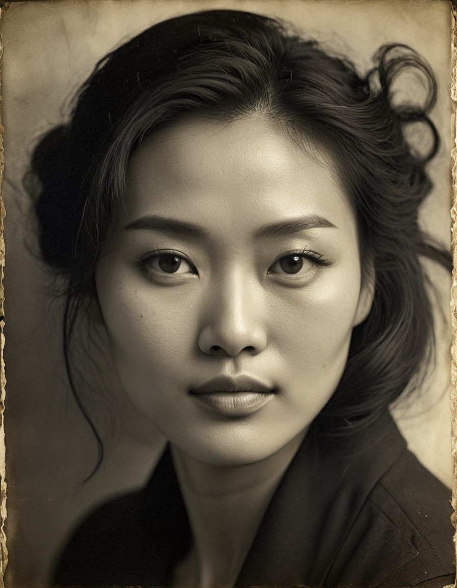 Timeless Asian Beauty in Sepia Toned Vignette