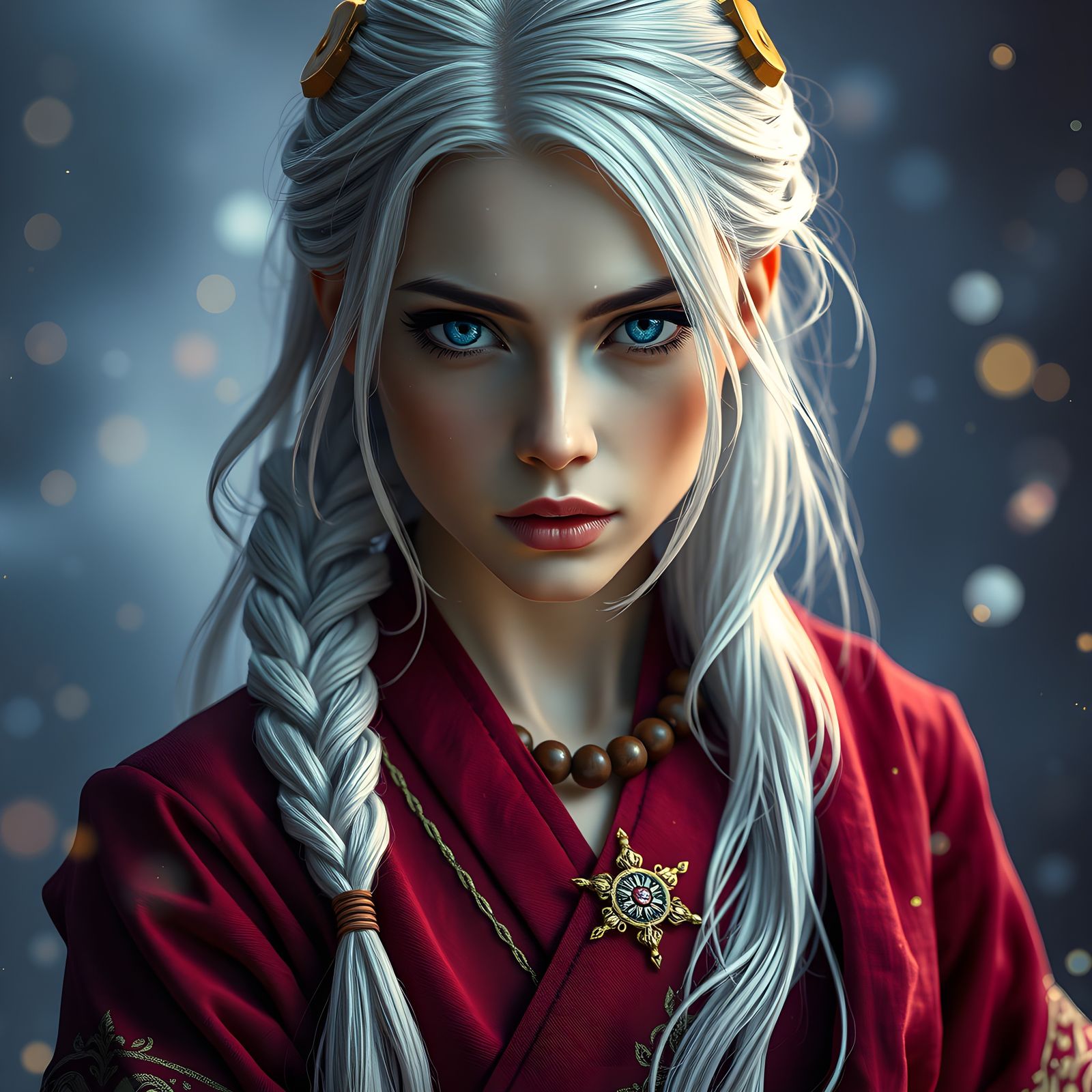 Fantasy Female Monk Portrait in Hyper-Real Style