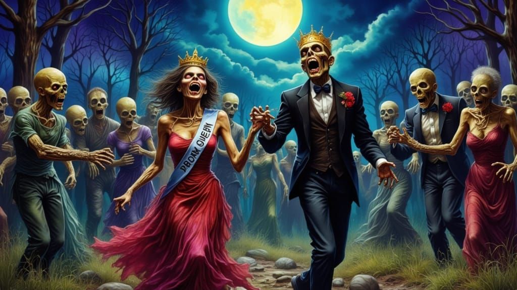 Surreal Zombie Prom Night in Graveyard