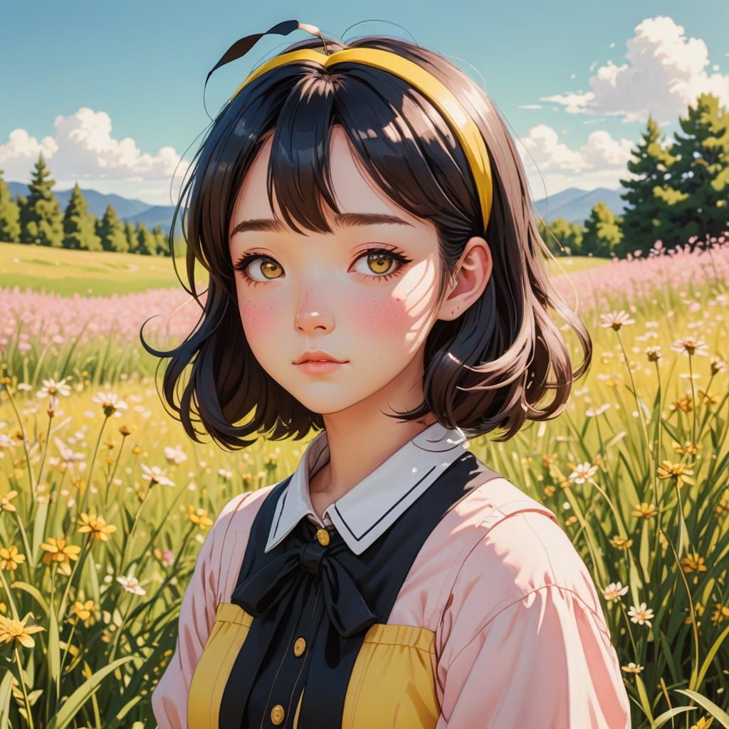 Sleepy Bumblebee Girl in Anime Style