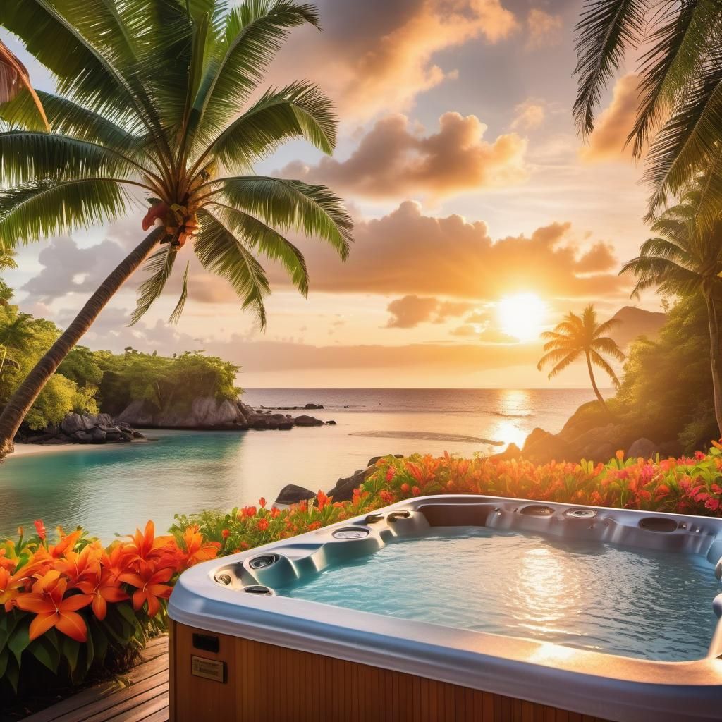 Scenic Tropical Island Oasis with Beachside Hot Tub