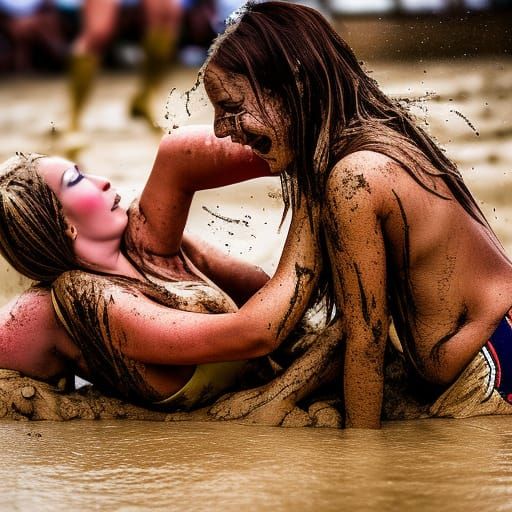 Old cheerleaders mudwrestling