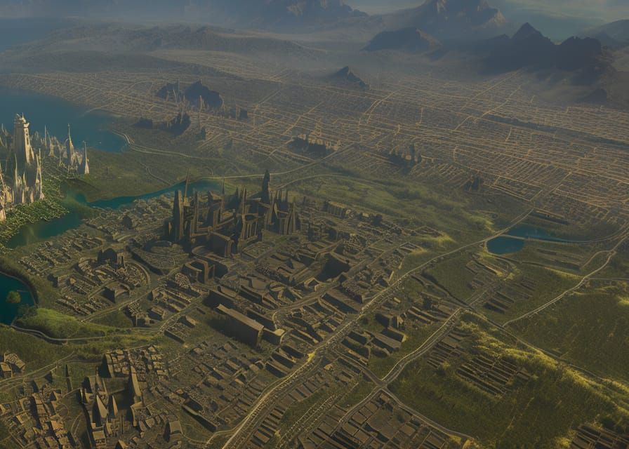 Sprawling Medieval Fantasy City from Above