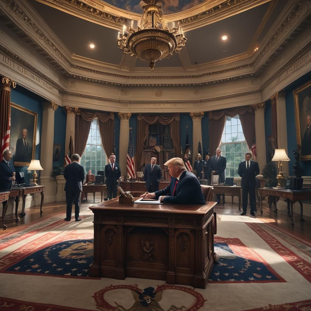Donald Trump Voting: Detailed Matte Painting