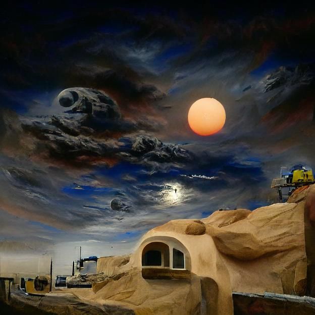 Moonlit Night on Tatooine in Hyperrealism