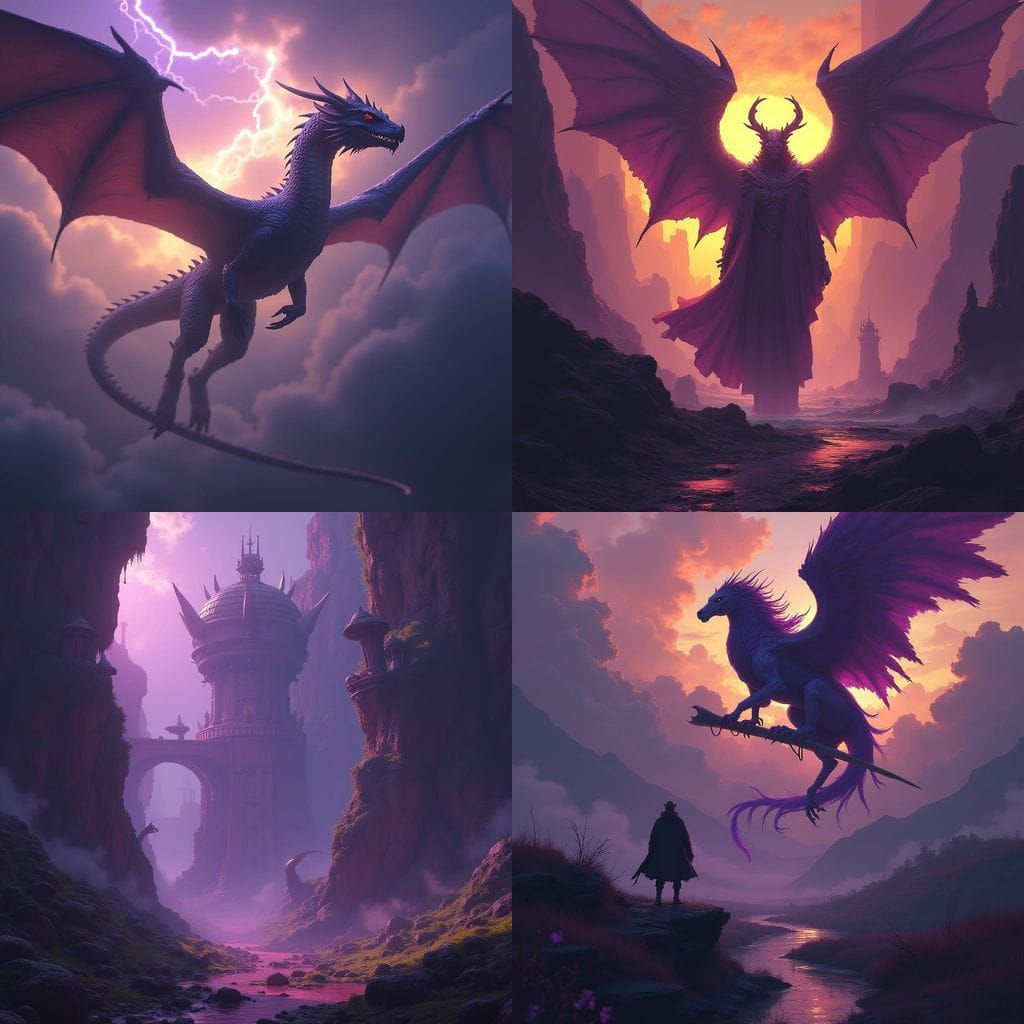 Dark Fantasy Concept Art Masterpiece in Purple and Yellow