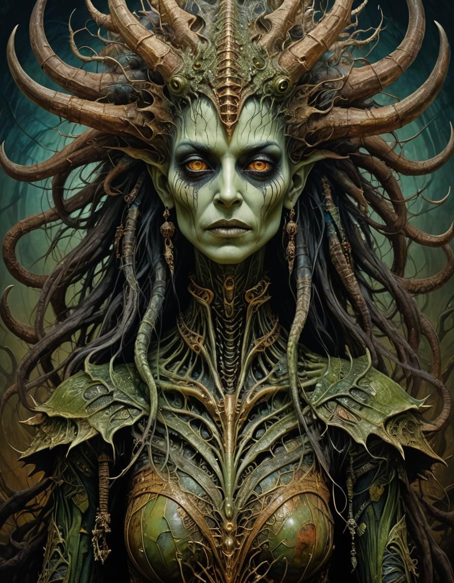 Monster Girl Portrait in Surrealist Style