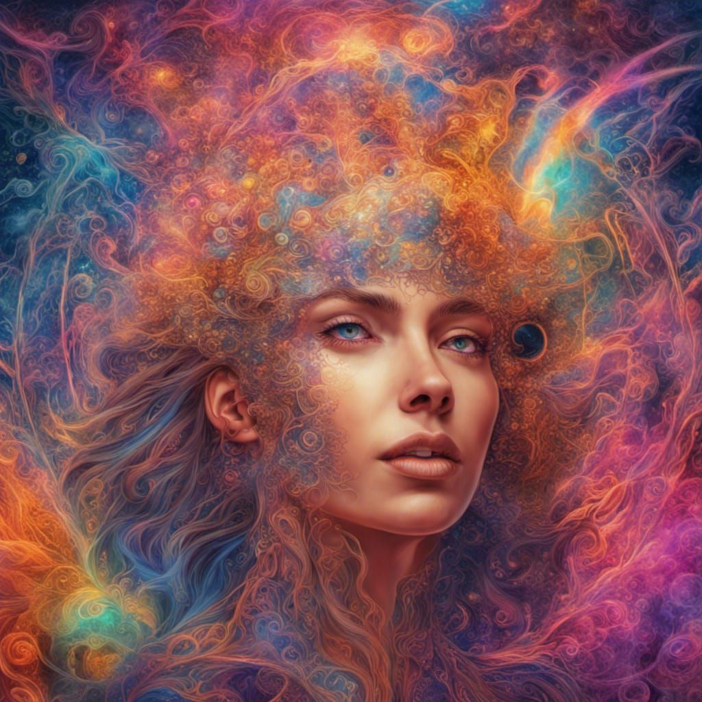 Psychedelic Ego Dissolution: Holographic Astral Illustration