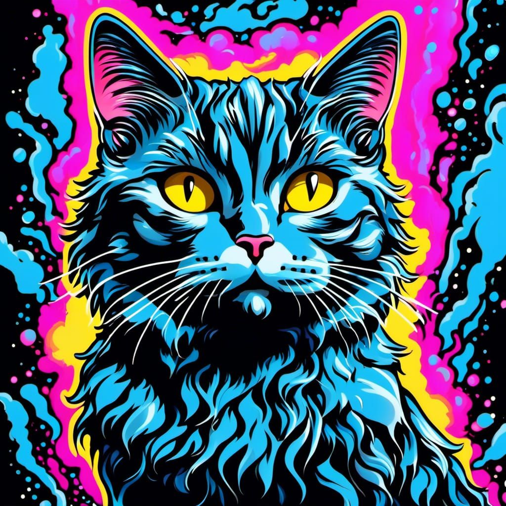 Adorable Plush Cat on Cotton Candy Cloud Sticker