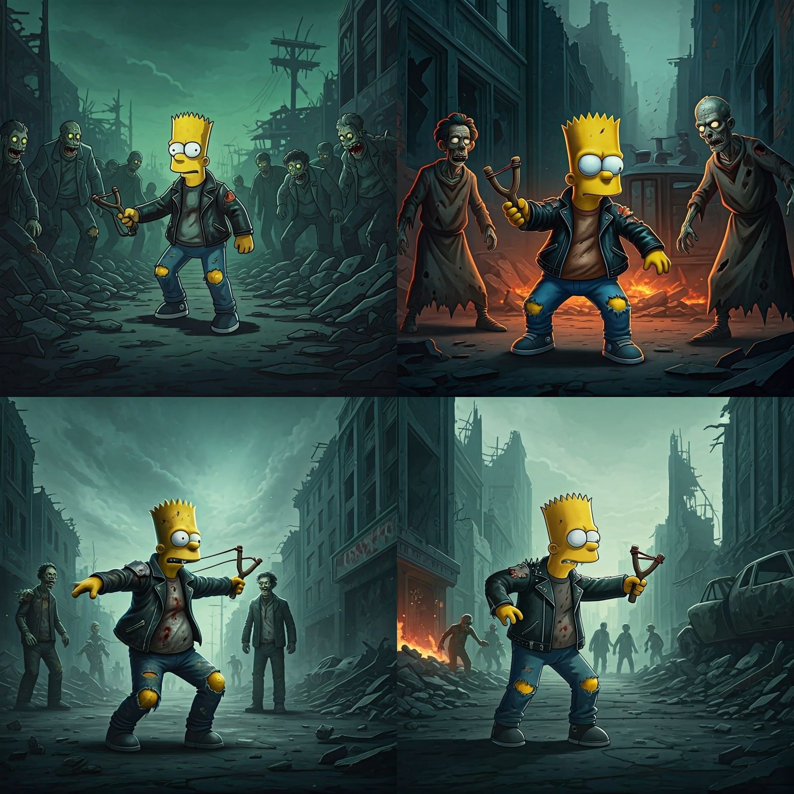 Bart Simpson Fights Off Zombies in Post-Apocalyptic Springfi...