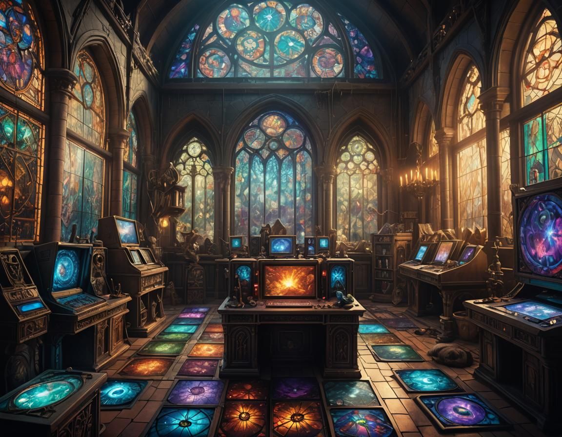 Mystical Gaming Room with Fantasy Creatures