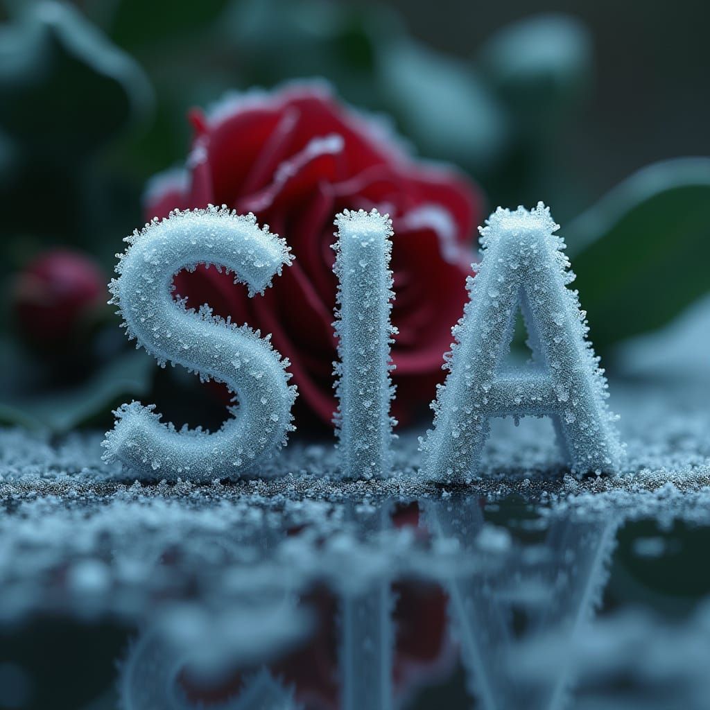 Frosted Silver Letters Reflecting on Icy Surface with Hidden...