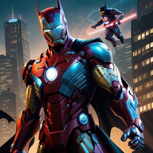 Comic Book Heroes in a Bustling Chocolate Factory