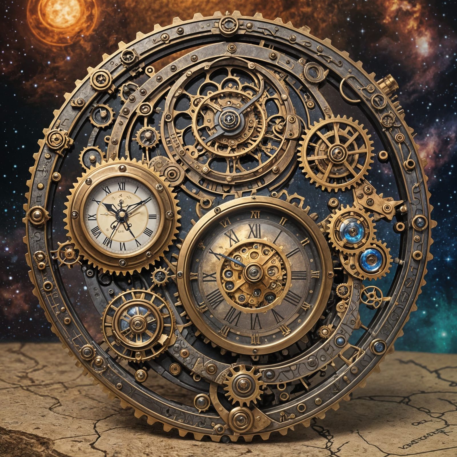 Cosmic Steampunk Crew in Elegant Style