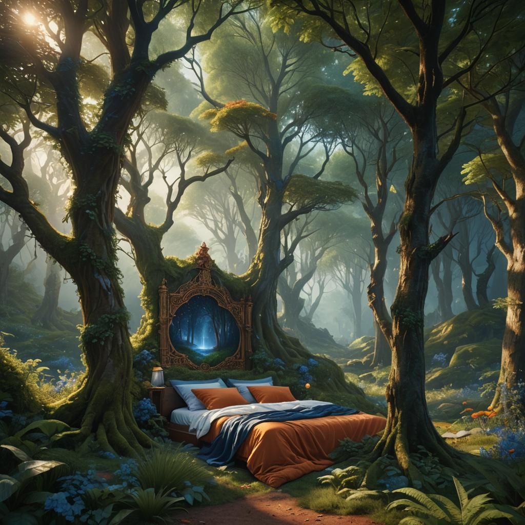 Mystical Forest Clearing: Dreamlike Fantasy Landscape