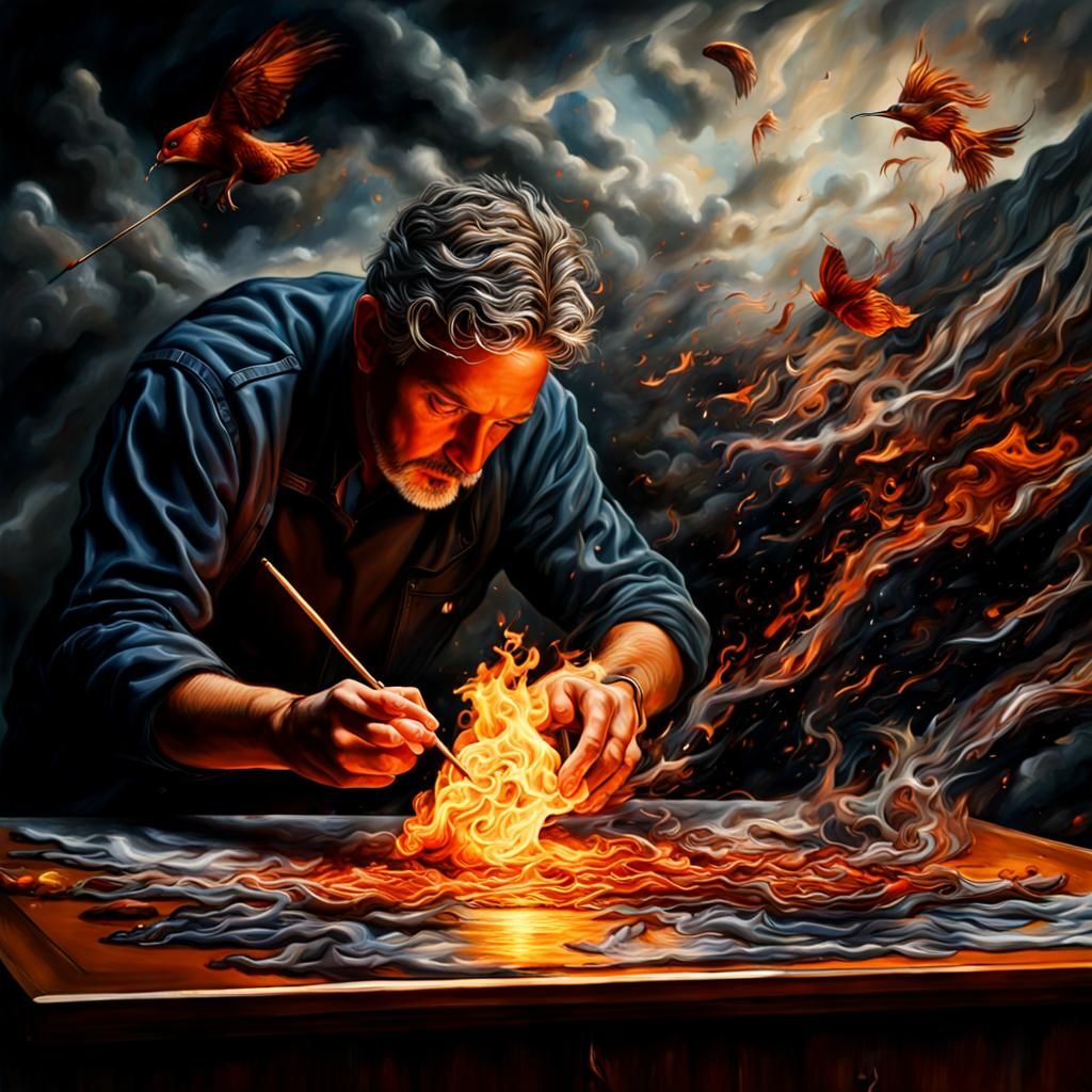 Artist Orchestrates Nature in Surrealist Painting