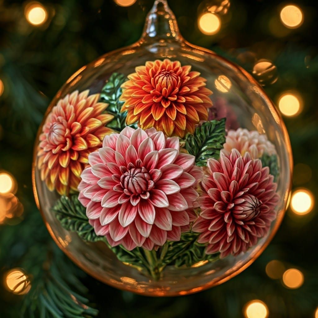 Colorful Dahlia Christmas Tree Ornaments