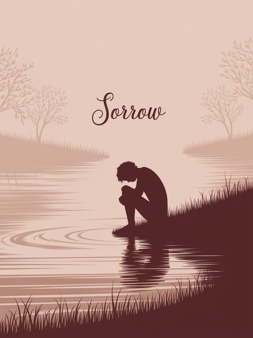 Lone Figure's Sorrow at Sunset Lake