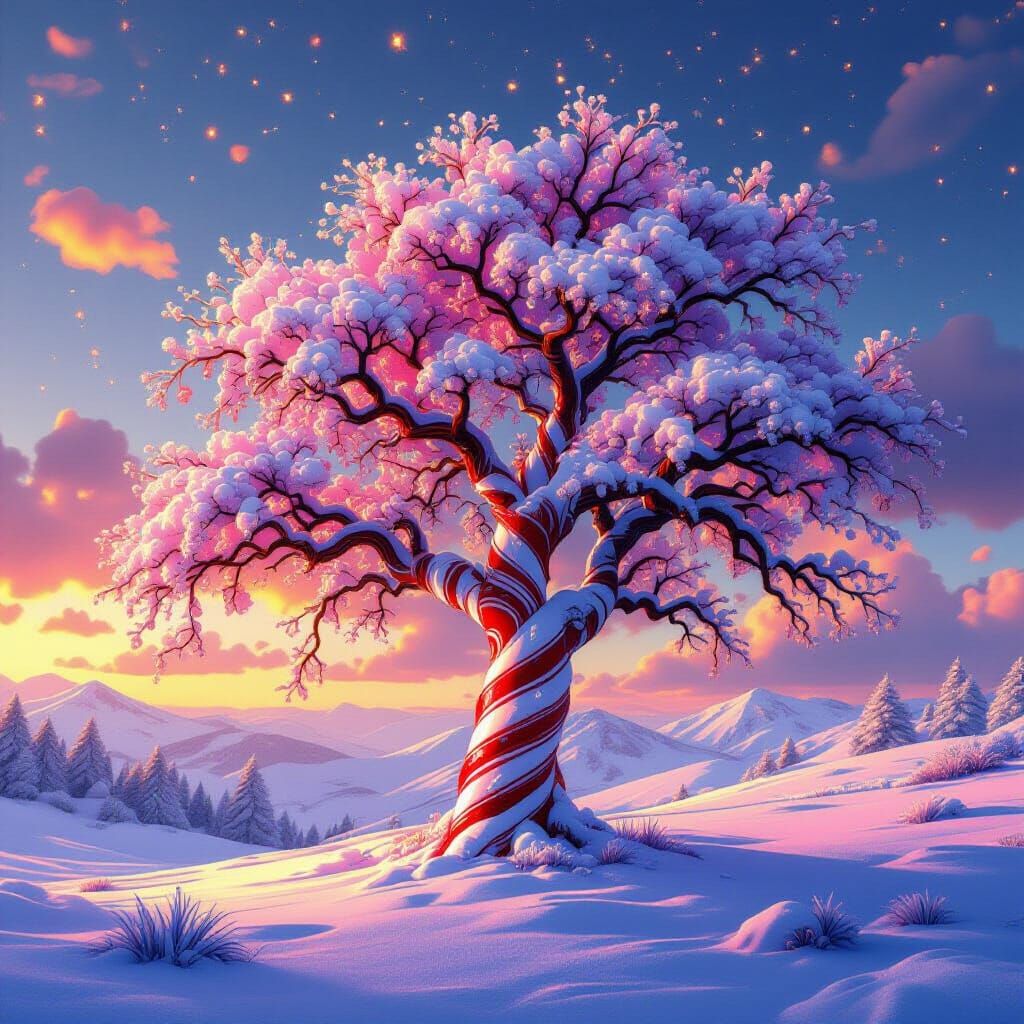 Candy Cane Tree Concept Art in 8k Resolution