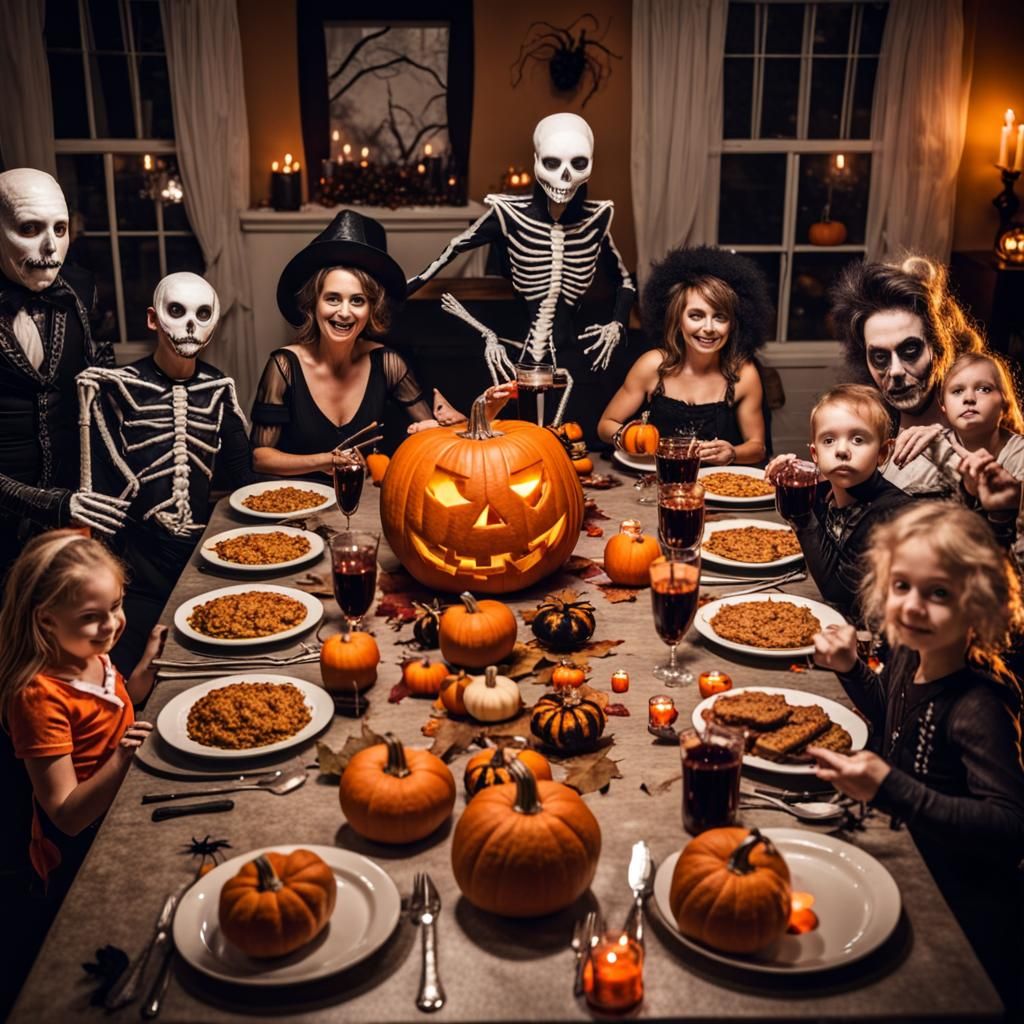Spooky Halloween Family Dinner in Tim Burton Style