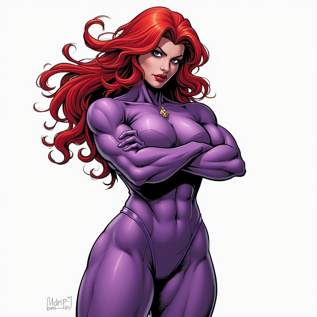 Muscular Villain Titania in Comic Book Style