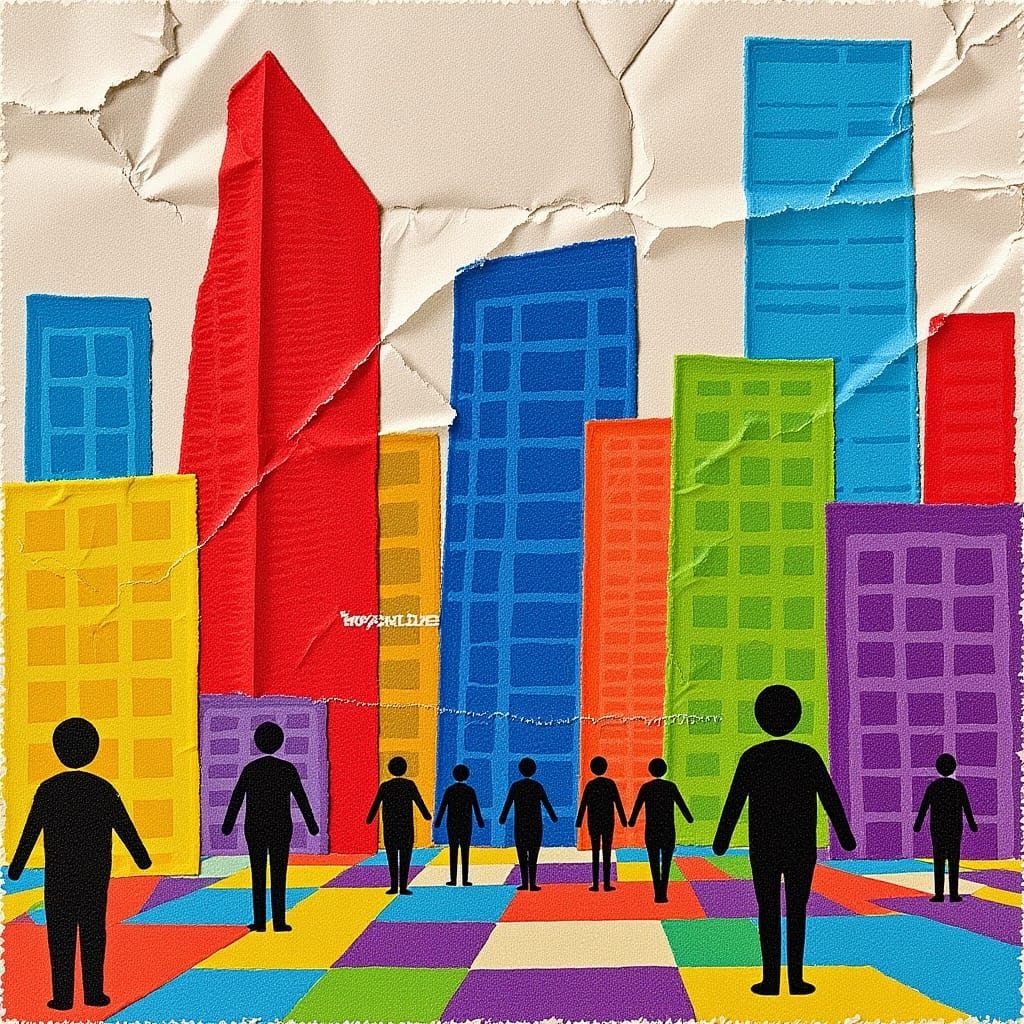 Multicolor City Collage Artwork