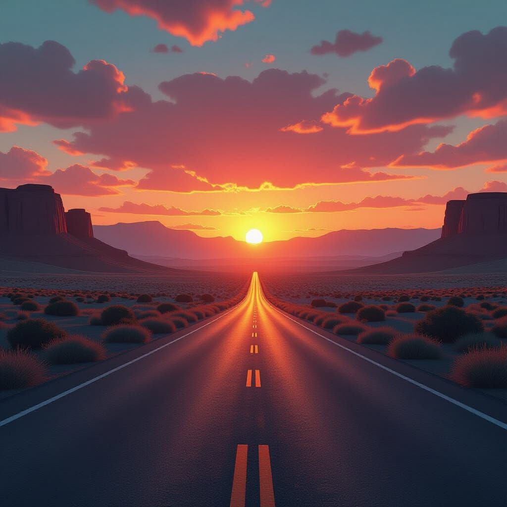 Scenic Open Road with Ornate Flair