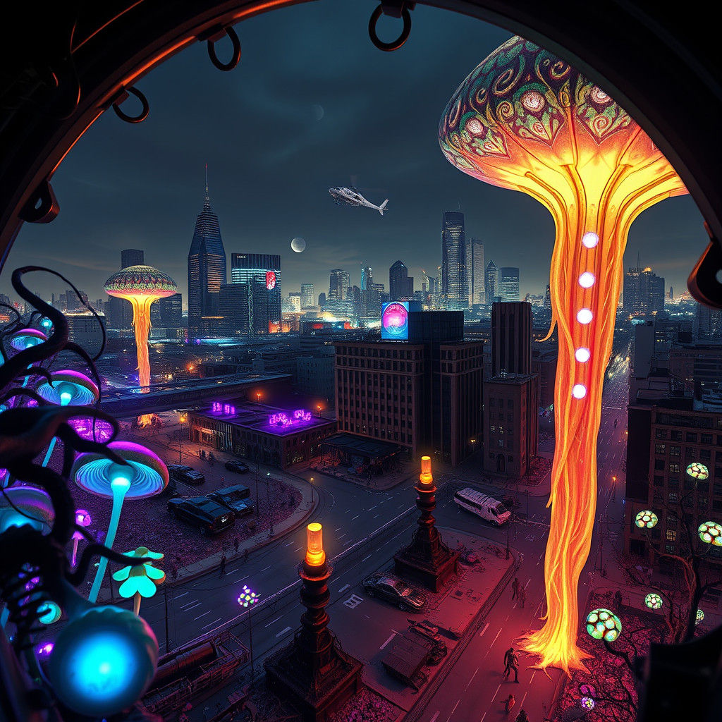 Post-Apocalyptic Minneapolis Dreamscape with Bioluminescent ...