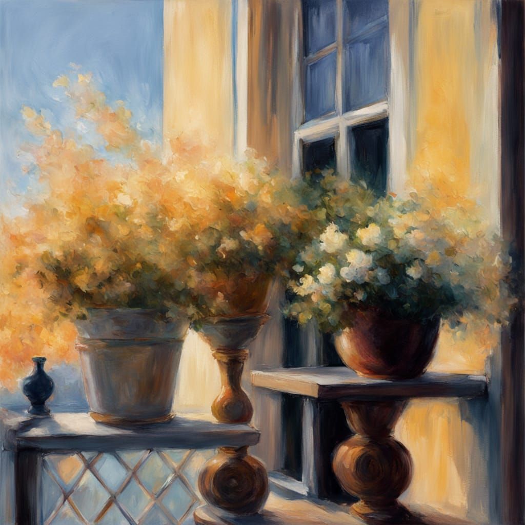 Impressionist Balcony Scene with Soft Focus and Ethereal Lig...