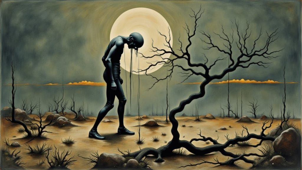 Mixed Media Collage: Broken Heart in Pointillism Style