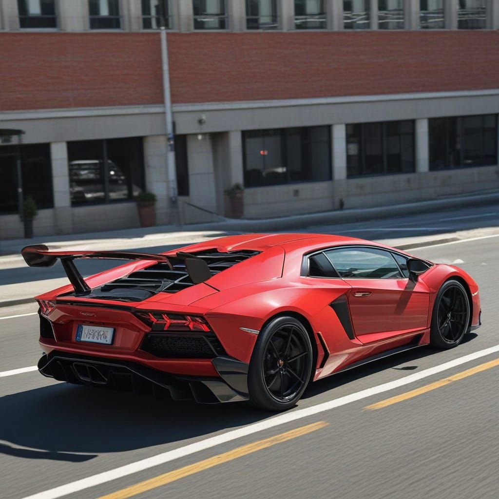 Sleek Red Rims on a Lamborghini Aventador SVJ