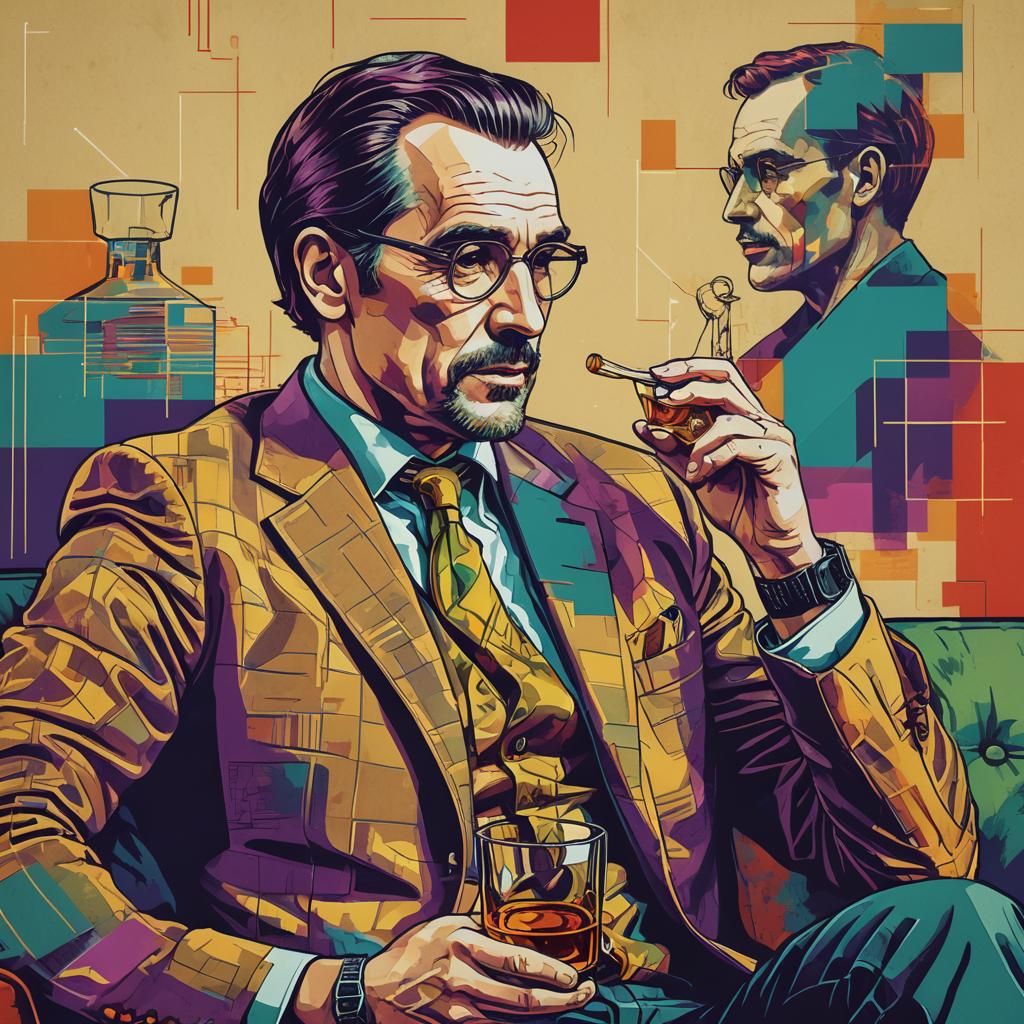 Man with Psychologist in Pop Art Screen Print