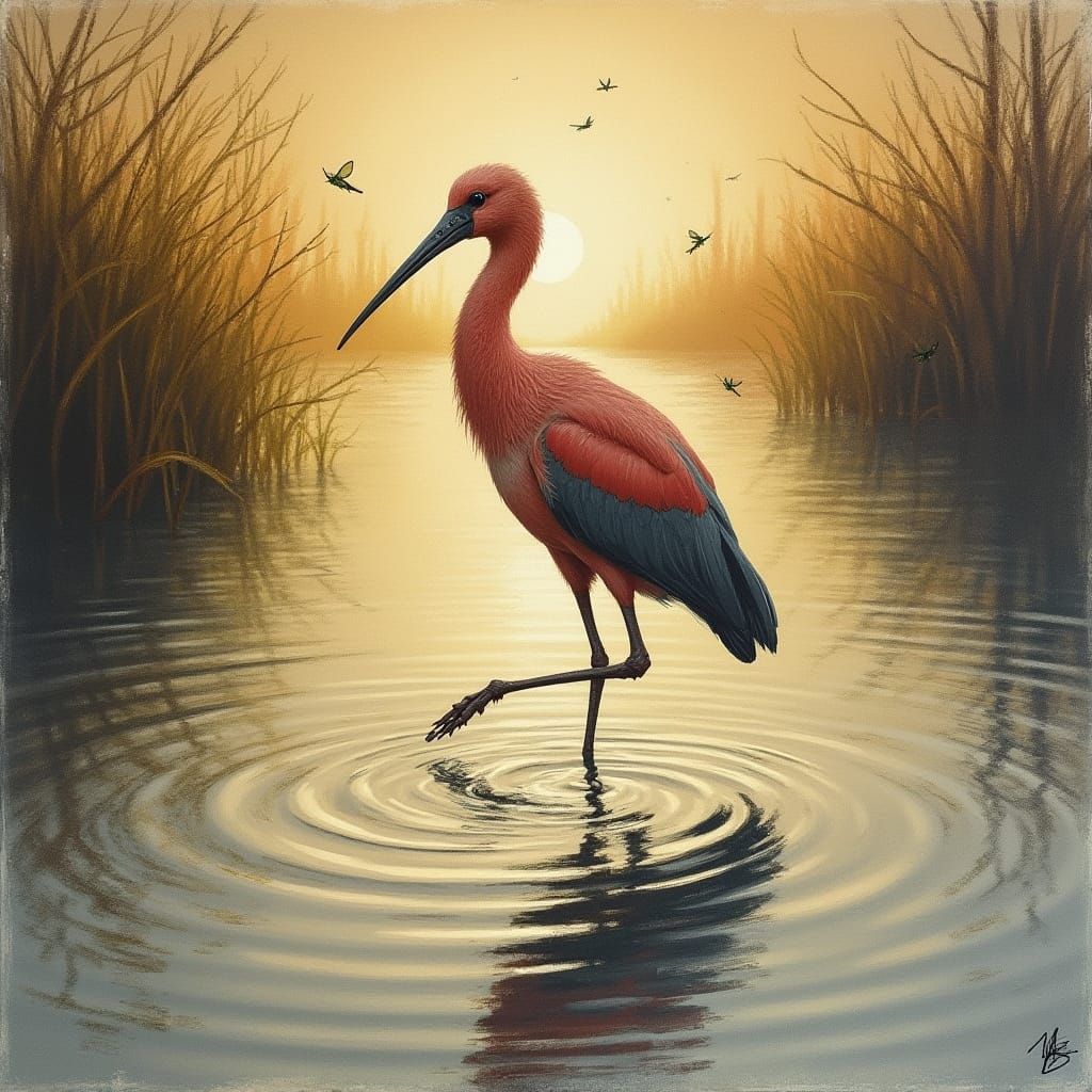 Elegant Spoonbill in Sunrise Glow